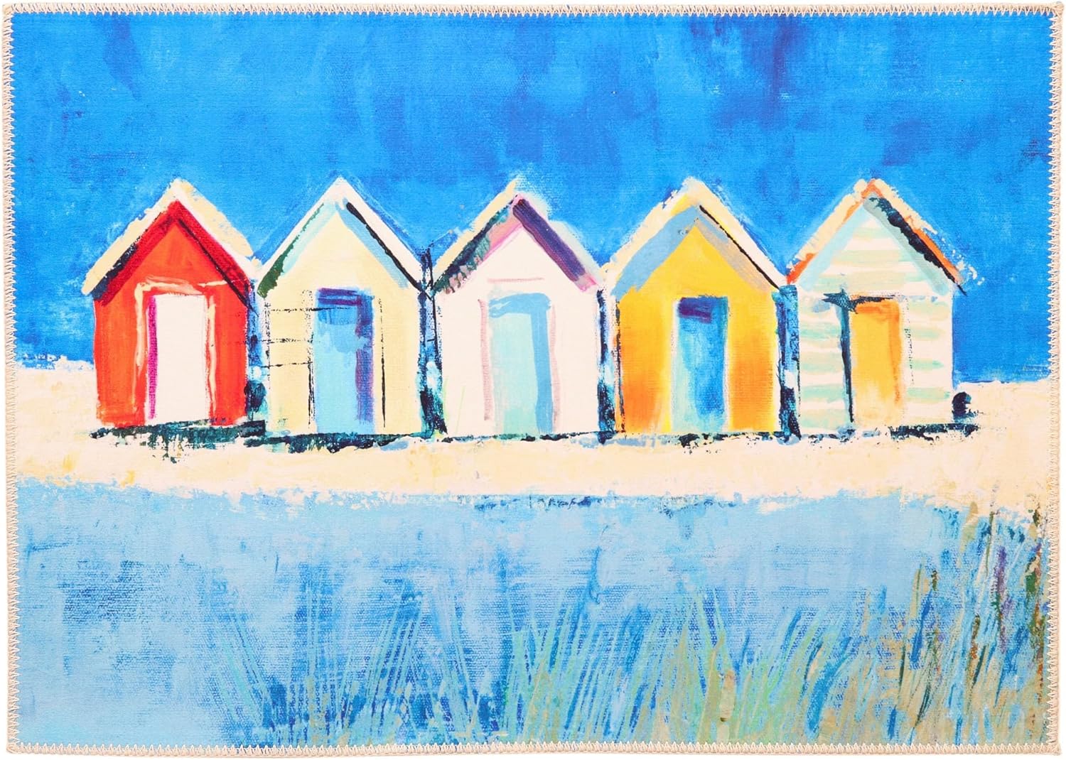 Jellybean Beach Cabanas Olivia's Home Accent Washable Rug 22" x 32" Doormat