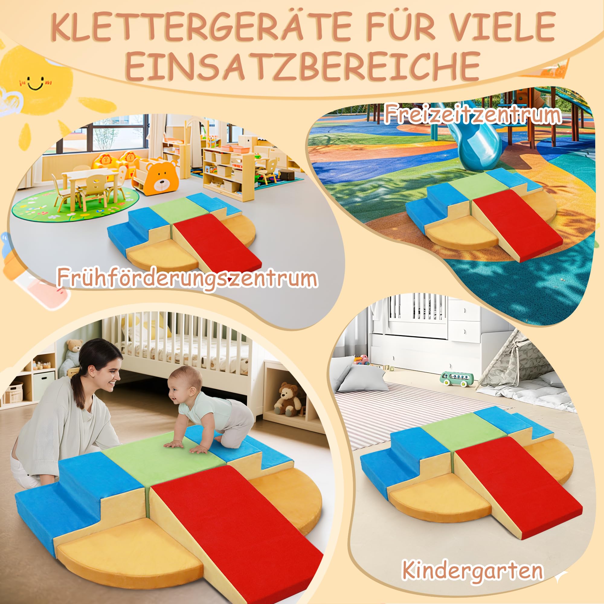 Montessori - Blocchi da costruzione in schiuma per bambini, giocattoli per bambini, custodia lavabile per divertimento al coperto, per gattonare e arrotolare, set da gioco per attività indoor
