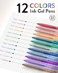 Four Candies 12Pack 0.5mm Quick Dry Retractable Gel Pen Set, Cute Transparent Fine Point Multicolor Note Taking Aesthetic lnk Pens, Comfort Grip 12 Ink Colors Drawing Writing School Office Home
