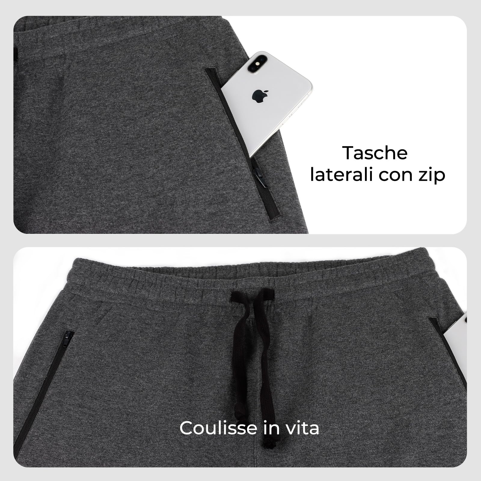 ineepor Pantaloni Tuta Uomo Invernali Pantaloni Termici Sportivi Uomo Felpata Pile Foderato Sherpa Joggers Pantaloni Larghi Baggy Cerniera Tasche Laterali
