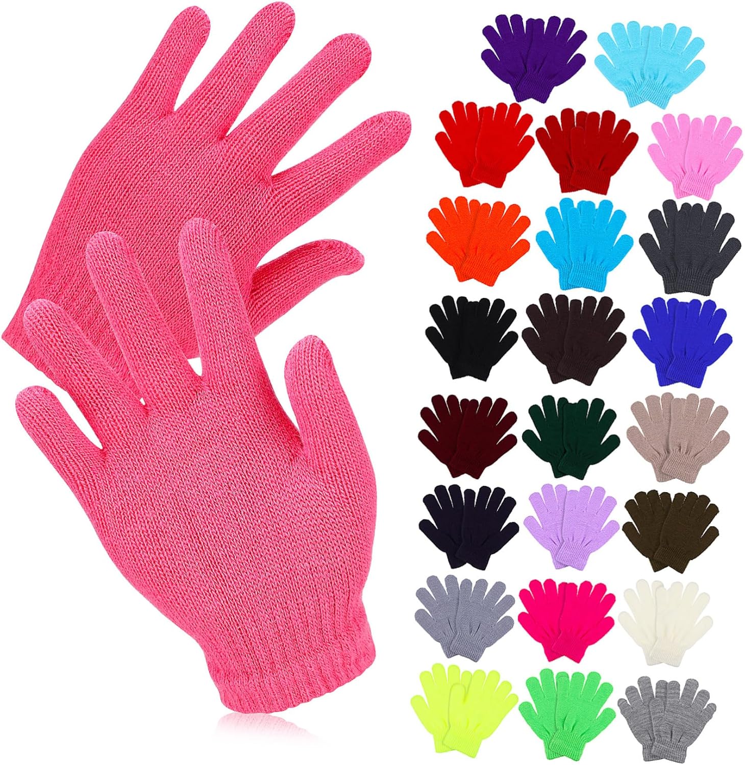 BESPORTBLE 24pairs Boys and Girls Knitted Gloves Winter Warm Gloves for Toddlers Full Finger