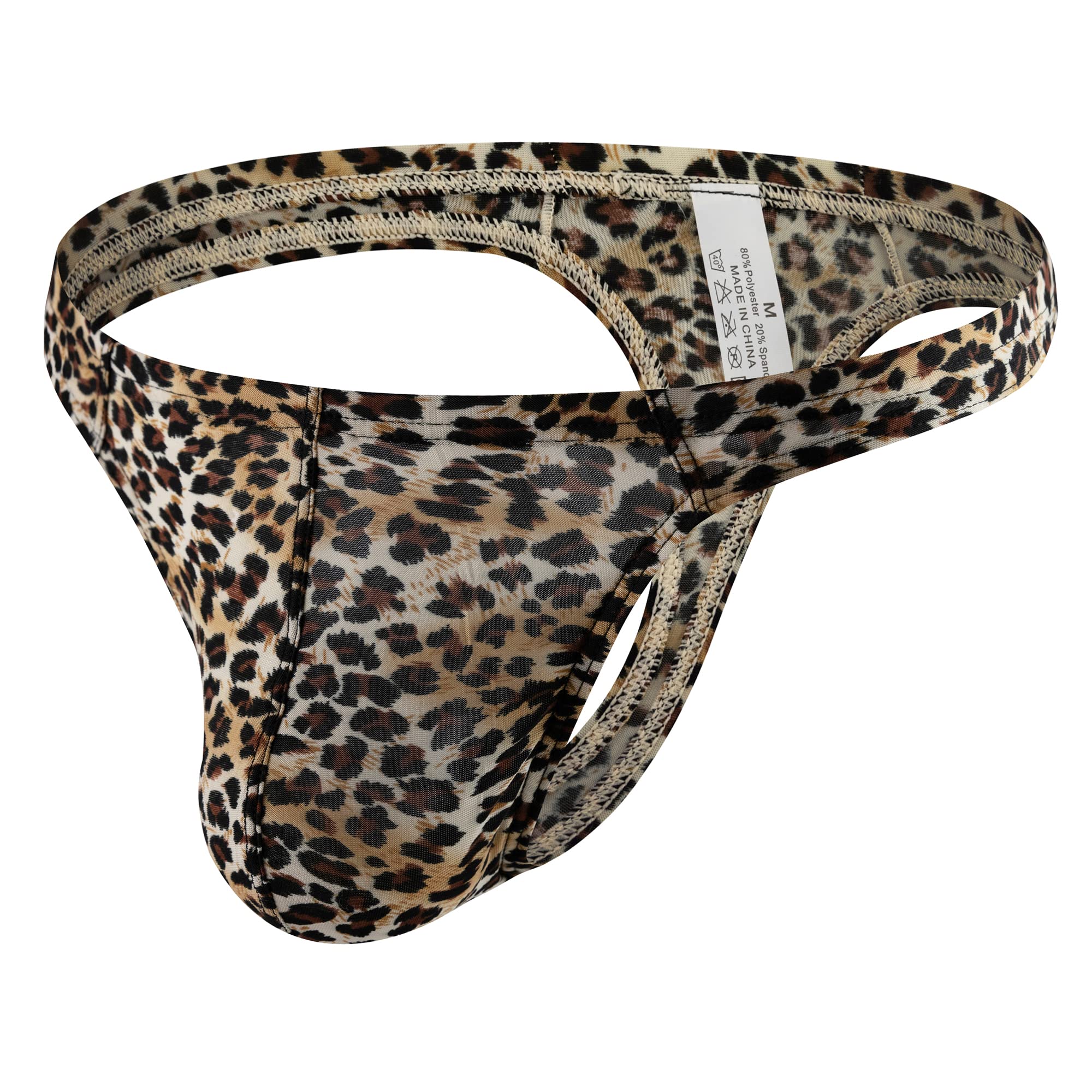 YOOBNG Men's G-Strings Thongs Underwear Sexy Leopard Print Briefs