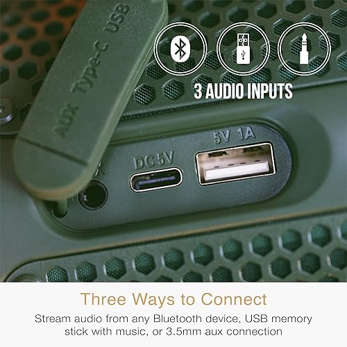 Miniatura 7 de MEE audio lightSPKR Altavoz inalámbrico Bluetooth con linterna de campamento audio de 360, 3 modos de audio, 2 colores claros y ajuste de brillo