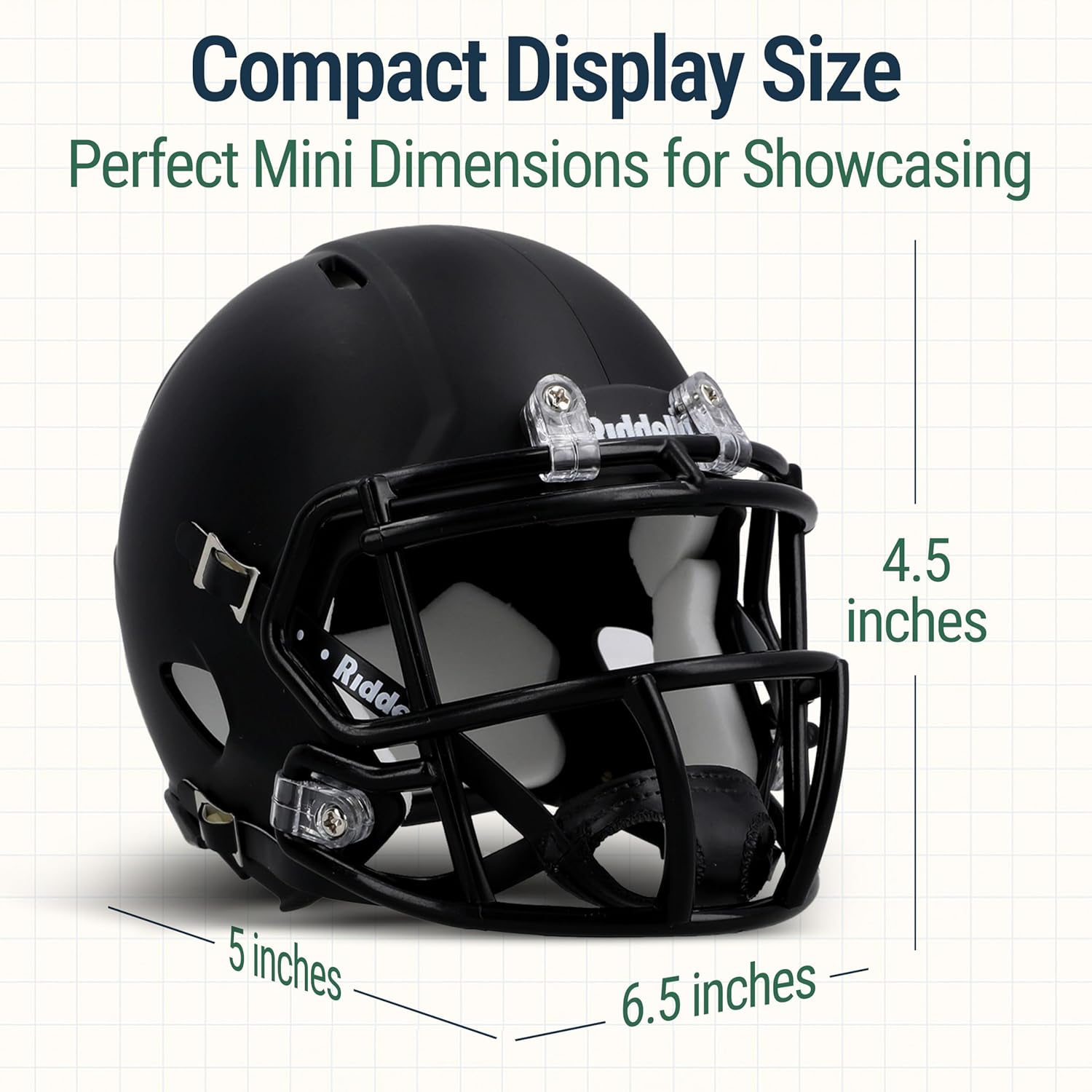 Matte Black Blank Riddell Revolution Speed Mini Football Helmet (Decorative Mini Helmet - NOT Wearable - Does NOT FIT Any Human Head)