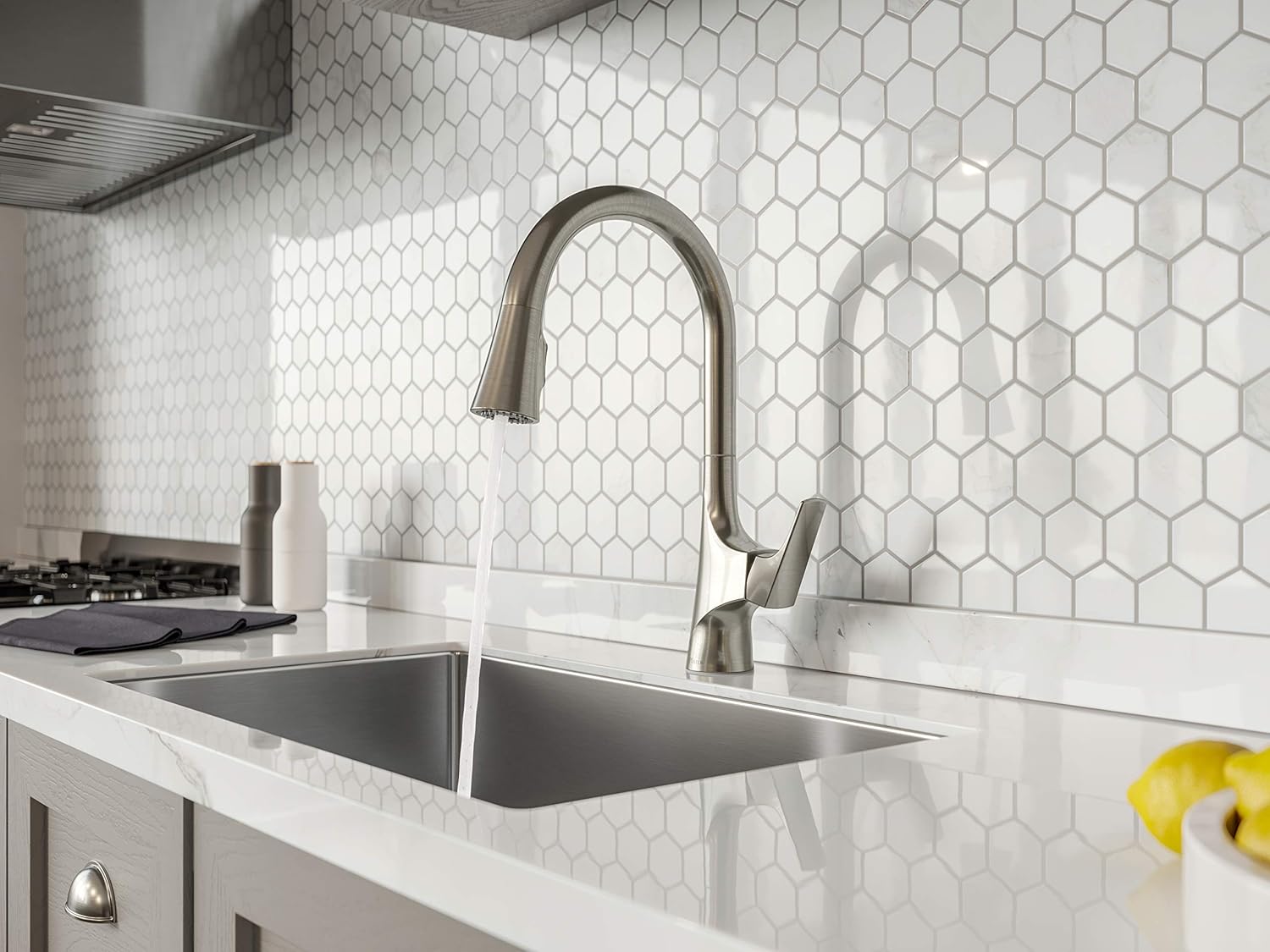 Pfister Norden Kitchen Faucet with Pull Down Sprayer, Single Handle, High Arc, Stainless Steel Finish, GT529NRS