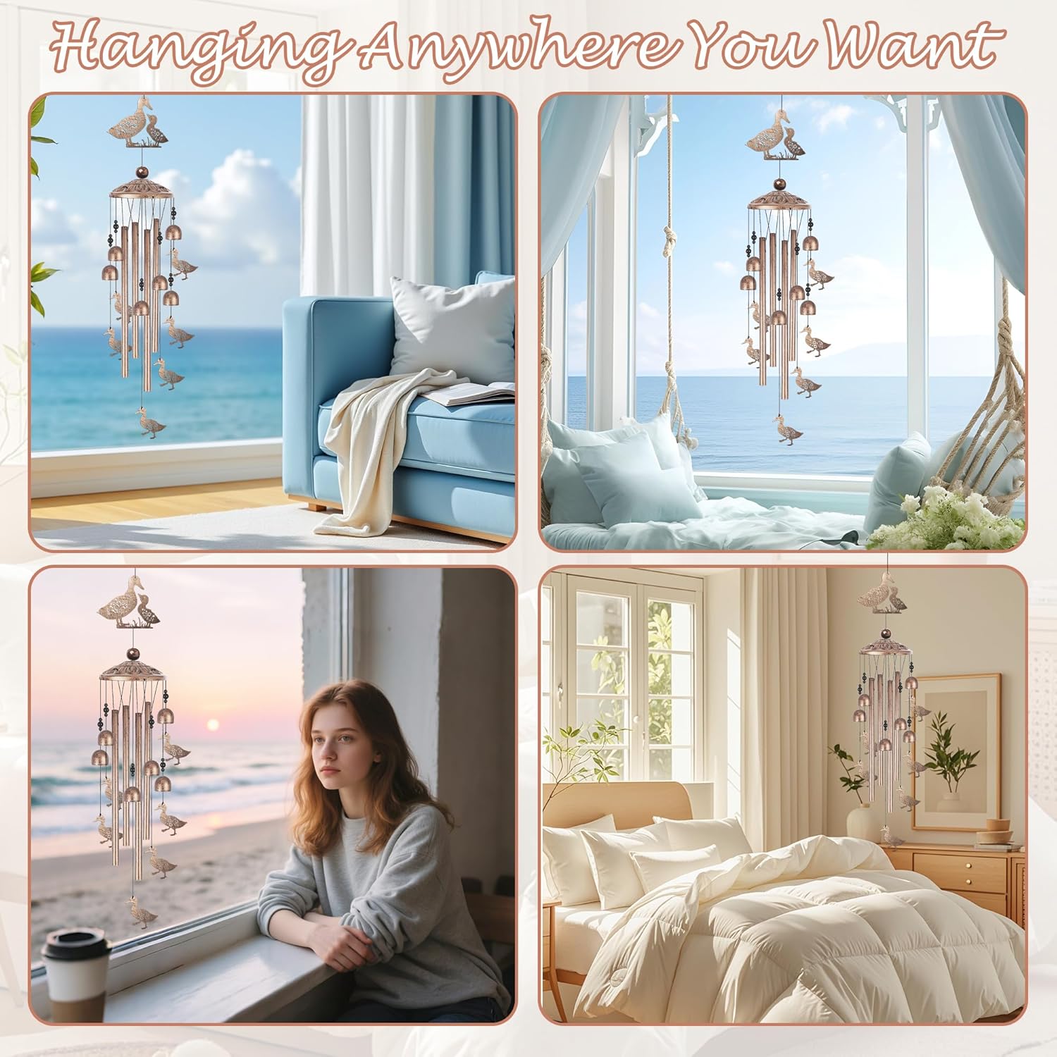 Romart Duck Wind Chimes for Outside, Duck Gifts for Women Men Mom Wife Grandma Birthday Sympathy Memorial Windchimes for Outdoors Indoors, Garden, Patio, Home, Porch, Yard Decorations - Image 5