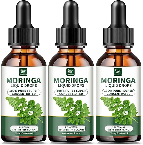 Paquete de 3 gotas líquidas de moringa orgánica para energía, metabolismo, apoyo inmunológico, hoja de moringa oleifera, raíz de cúrcuma, hoja de