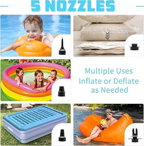 Miniatura 8 de Biapian Bomba de globo eléctrica, bomba de aire eléctrica portátil 3 en 1 para globos e inflables, máquina sopladora de globos de doble boquilla