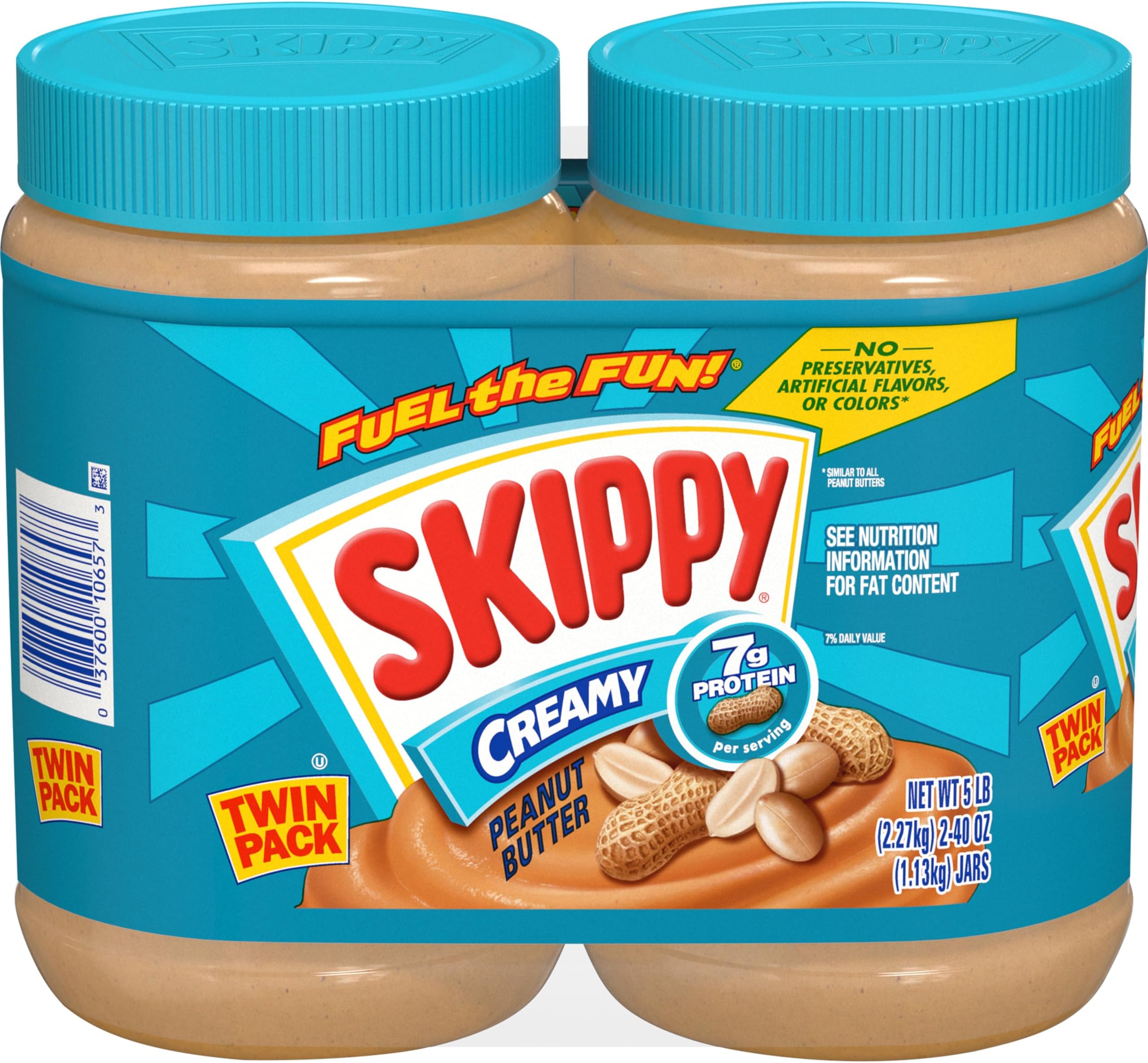 Creamy Peanut Butter Spread, Shelf-Stable, 40 oz Jar of SKIPPY Peanut Butter (2 Pack)