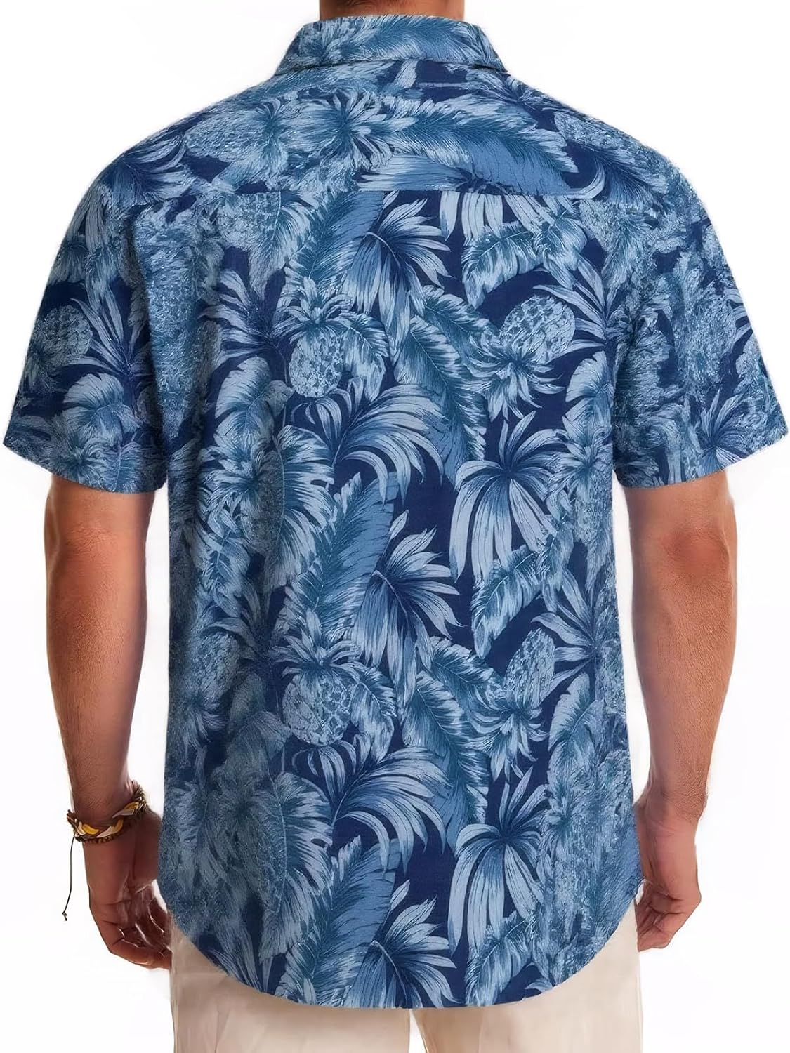 ALLOVIN Mens Camp Collar Hawaiian Shirt Linen Tencel Floral Button Down Loose Fit for Summer Beach & Holiday Party