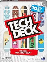 Vista 2 de TECH DECK DLX Pro - Paquete de 10 patinetas para dedos, mini patinetas coleccionables con gráficos auténticos de patinaje, juego de juguetes