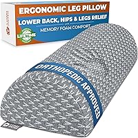 5 Stars United Memory Foam Knee Pillow for Back Sleepers - Sciatica Pain Relief Half Moon Leg Bolster, Gray