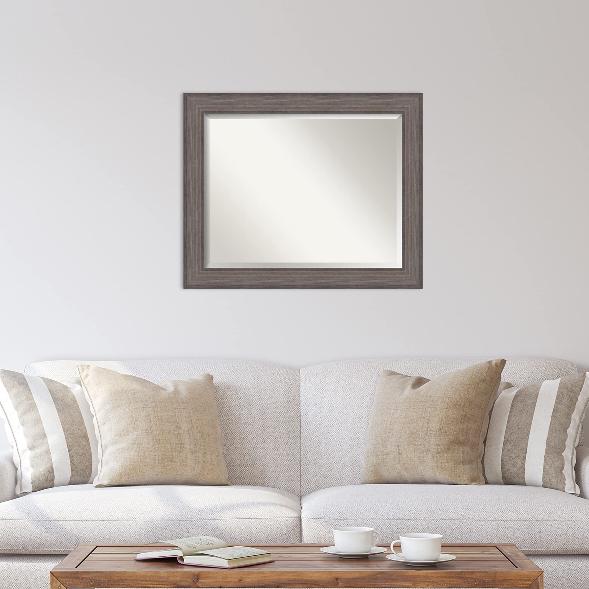 Amanti Art Lustro ścienne, duże drewno stodoły: rozmiar zewnętrzny 33 x 27