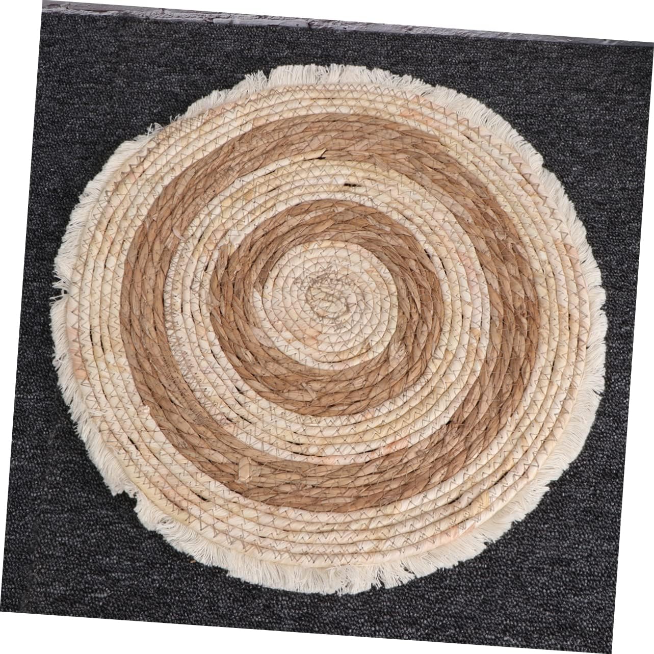 1pc Hand-Woven Cat Placemat Natural Corn Material Comfortable Round Pet Mat for Food and Water Stylish Bohemian Design for Indoor Cats