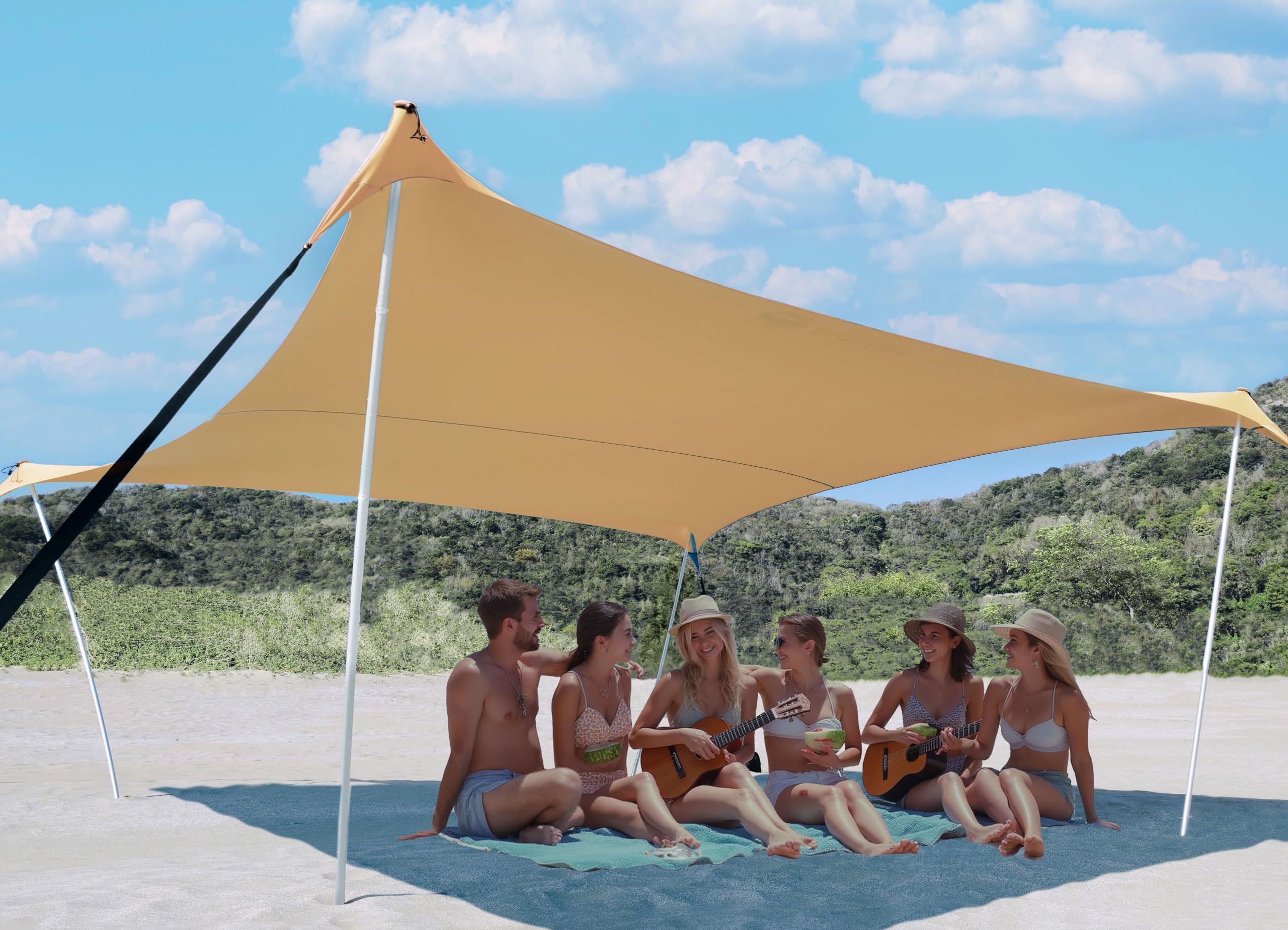 Abri De Plage Pop-up HYPIQQ – Protection UV, 130x130x100 Cm, Beige, 190T Polyester PU2000mm