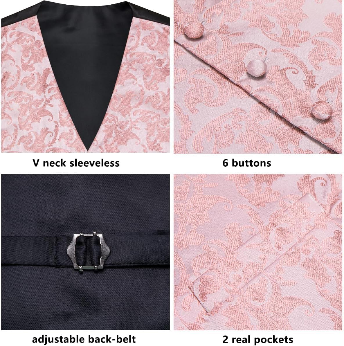 Dubulle Mens Vest and Tie Set Paisley Floral Waistcoat Neckties for Men Lapel Pin Clip Set Wedding Business