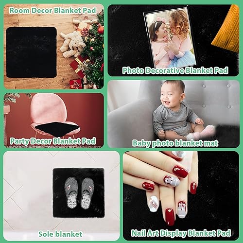 Miniatura 6 de WLLHYF Alfombra blanca de piel sintética de 12 pulgadas, alfombras pequeñas y cuadradas de lujo, alfombras esponjosas para dormitorio, funda suave