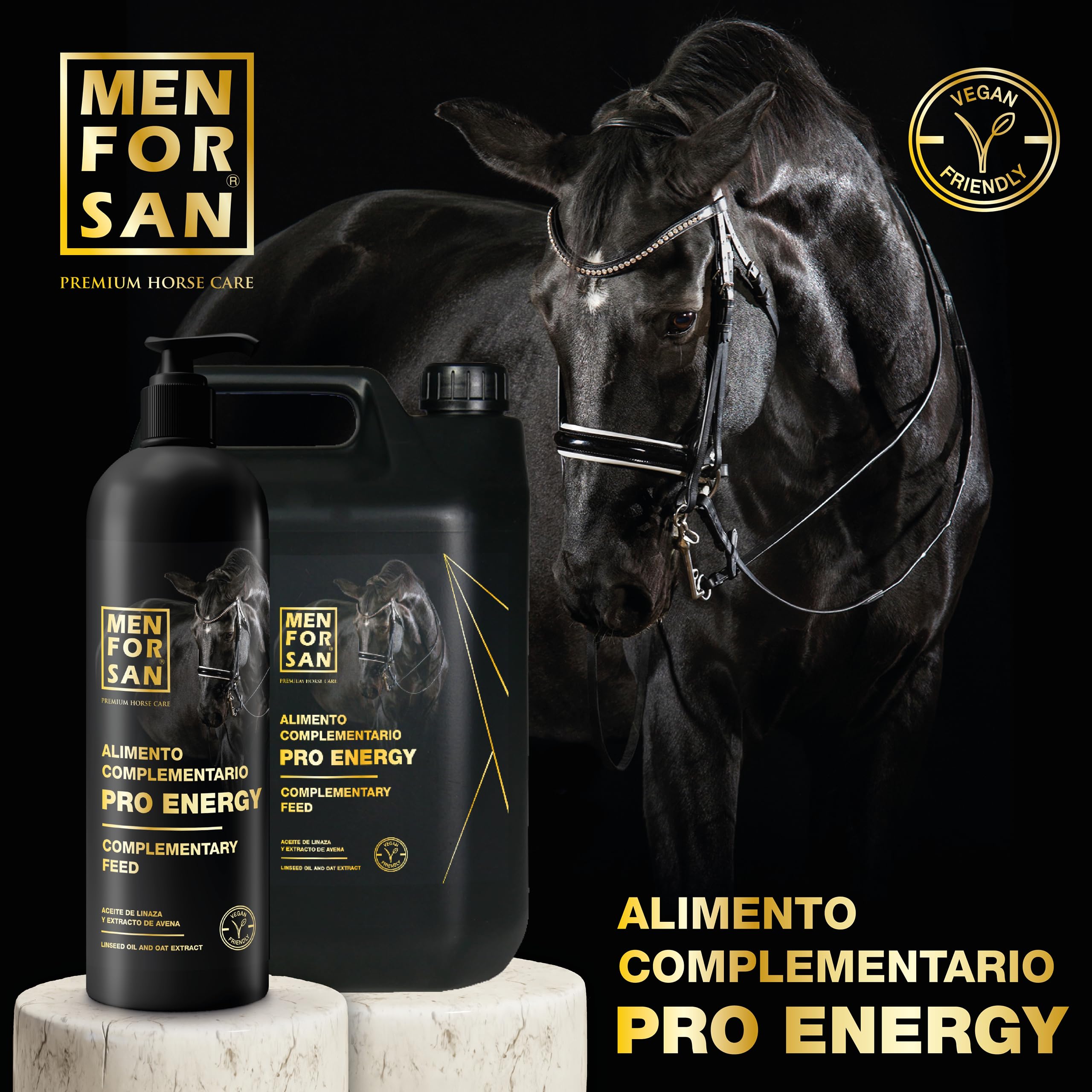 MENFORSAN PRO ENERGY mangime complementare per cavalli, 1L | Energia e vitalità | Vegano, 100% naturale | PREMIUM HORSE CARE