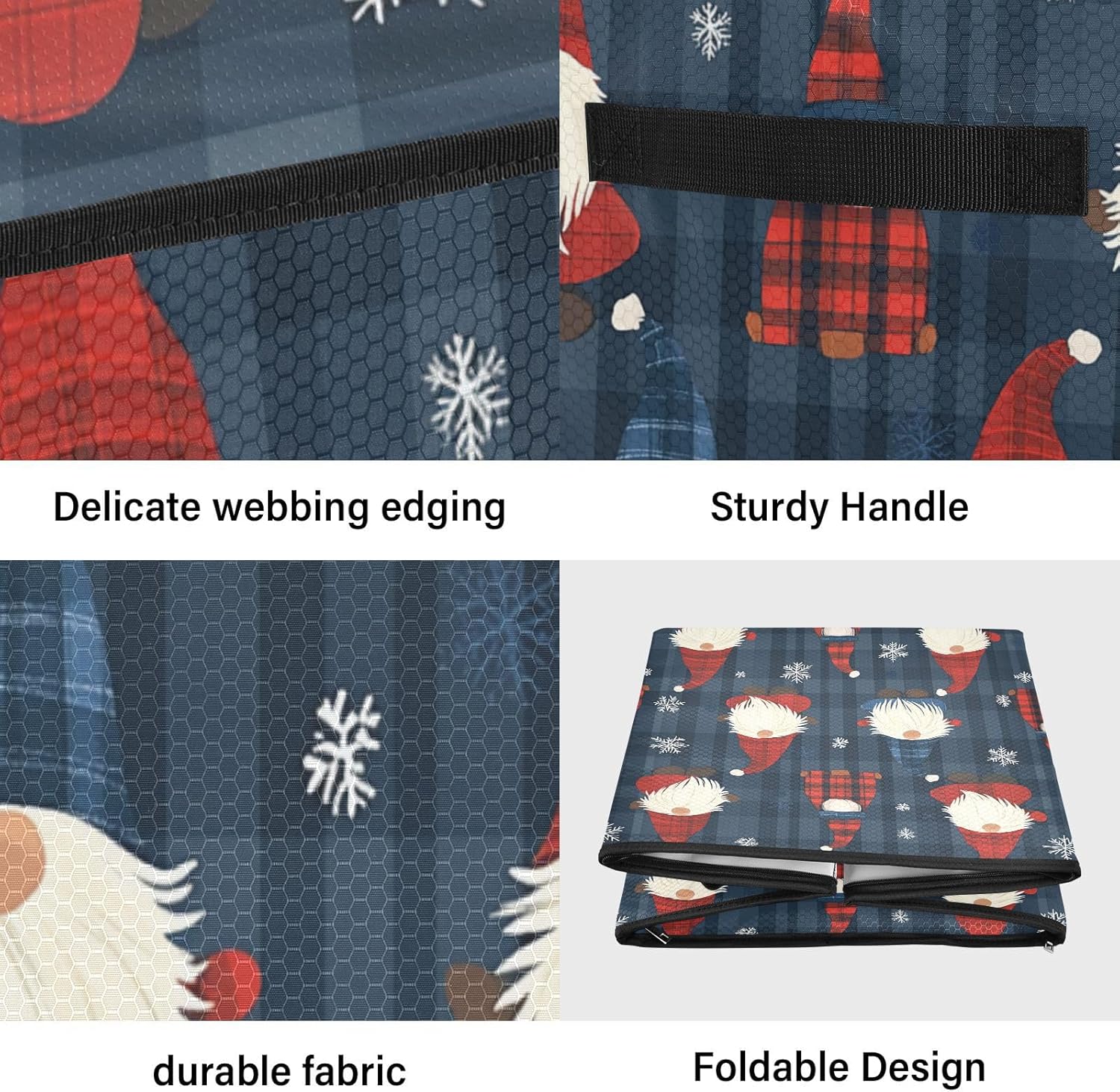 High Capacity Christmas ornament organizer storage Holds Up to 64, Adjustable Dividers, Zippered Top, Two Handles stackable Holiday Storage Case with Lid,Colorful Gnomes Buffalo Plaid