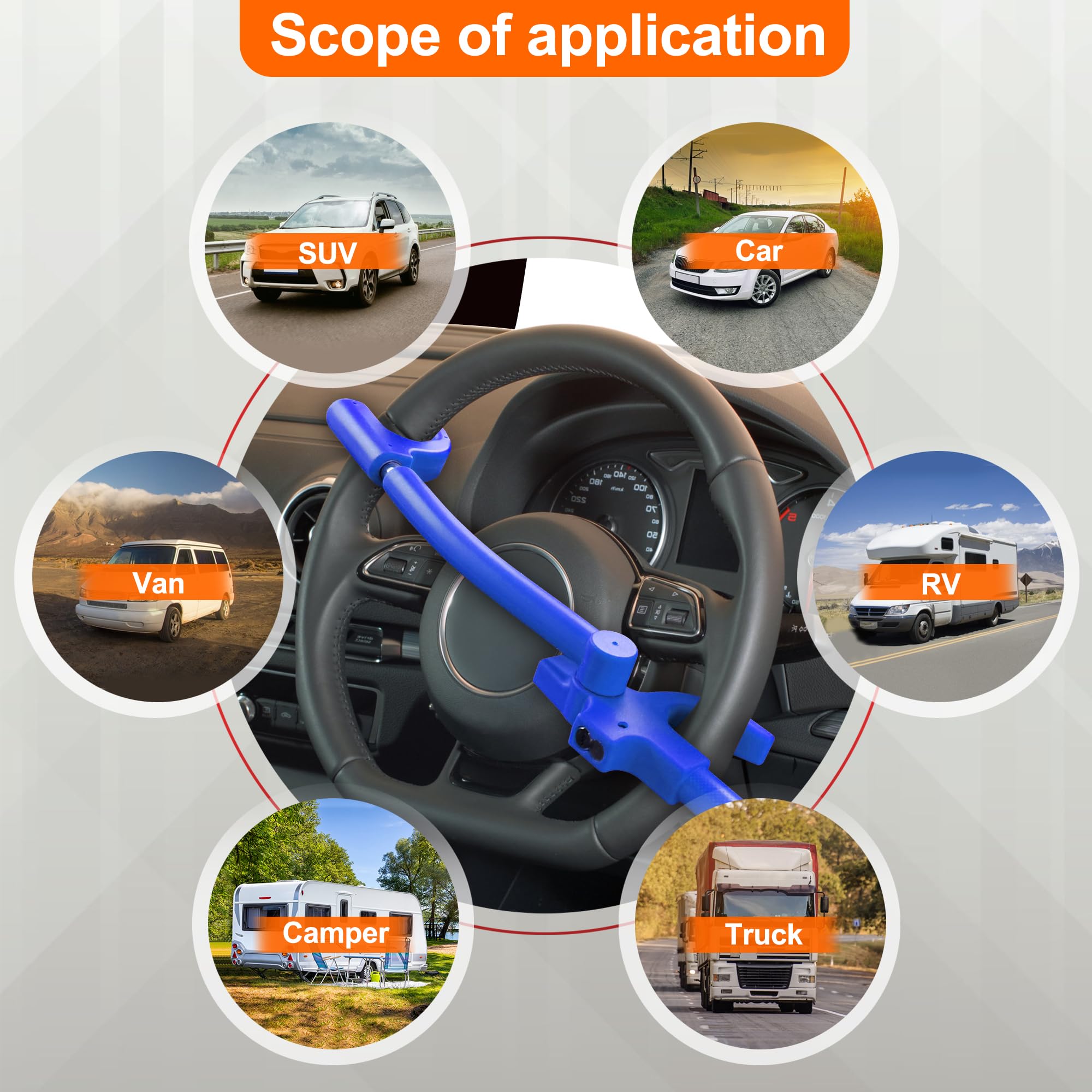 KAYCENTOP Lenkradschloss Mit Sicherheitsgurtschloss - Rote Diebstahlsicherung Für Auto & SUV