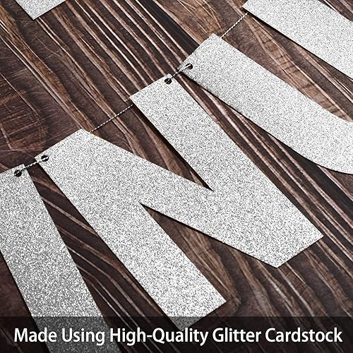 Miniatura 4 de Kit de 112 pancartas personalizables con purpurina para bricolaje, incluye 107 letras y números, 3 cuerdas y 2 letras de luz, decoración