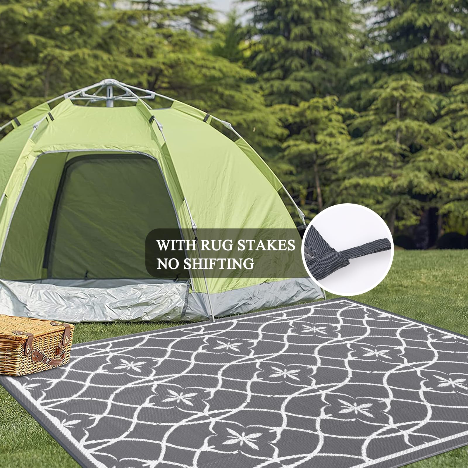 Pauwer Outdoor Rug Waterproof, 6'x9' Reversible Outdoor Plastic Straw Rug, Outdoor Patio Camping Rug RV Mat, Indoor Outdoor Area Rugs Carpet for Patio, RV, Picnic, Backyard, Deck, Balcony, Porch