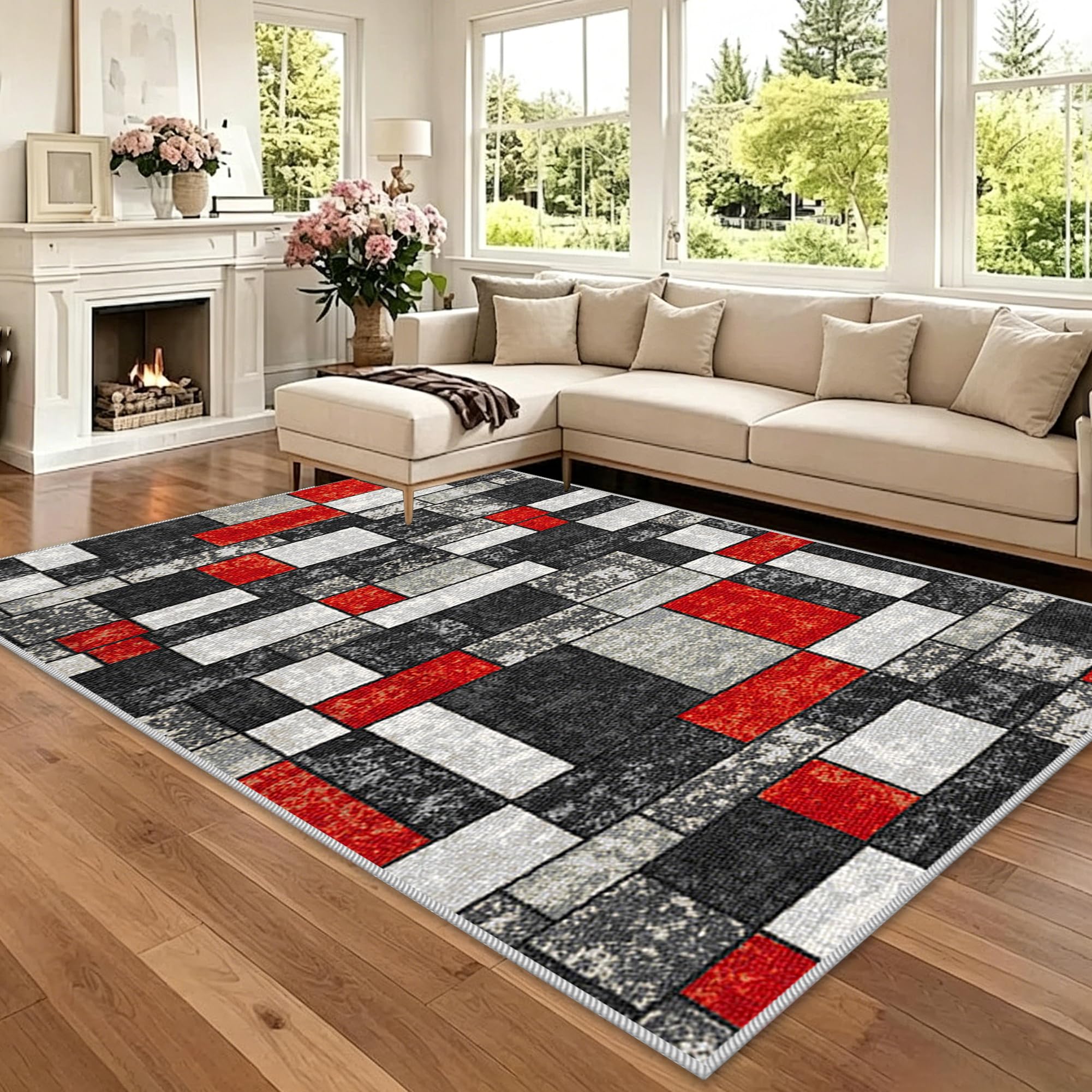 Dywan do salonu, sypialni, dywan z krótkim włosiem, nadaje się do prania, dywan do jadalni, biura, duży dywan do salonu, sypialni, dywan wejściowy, 200 x 260 cm