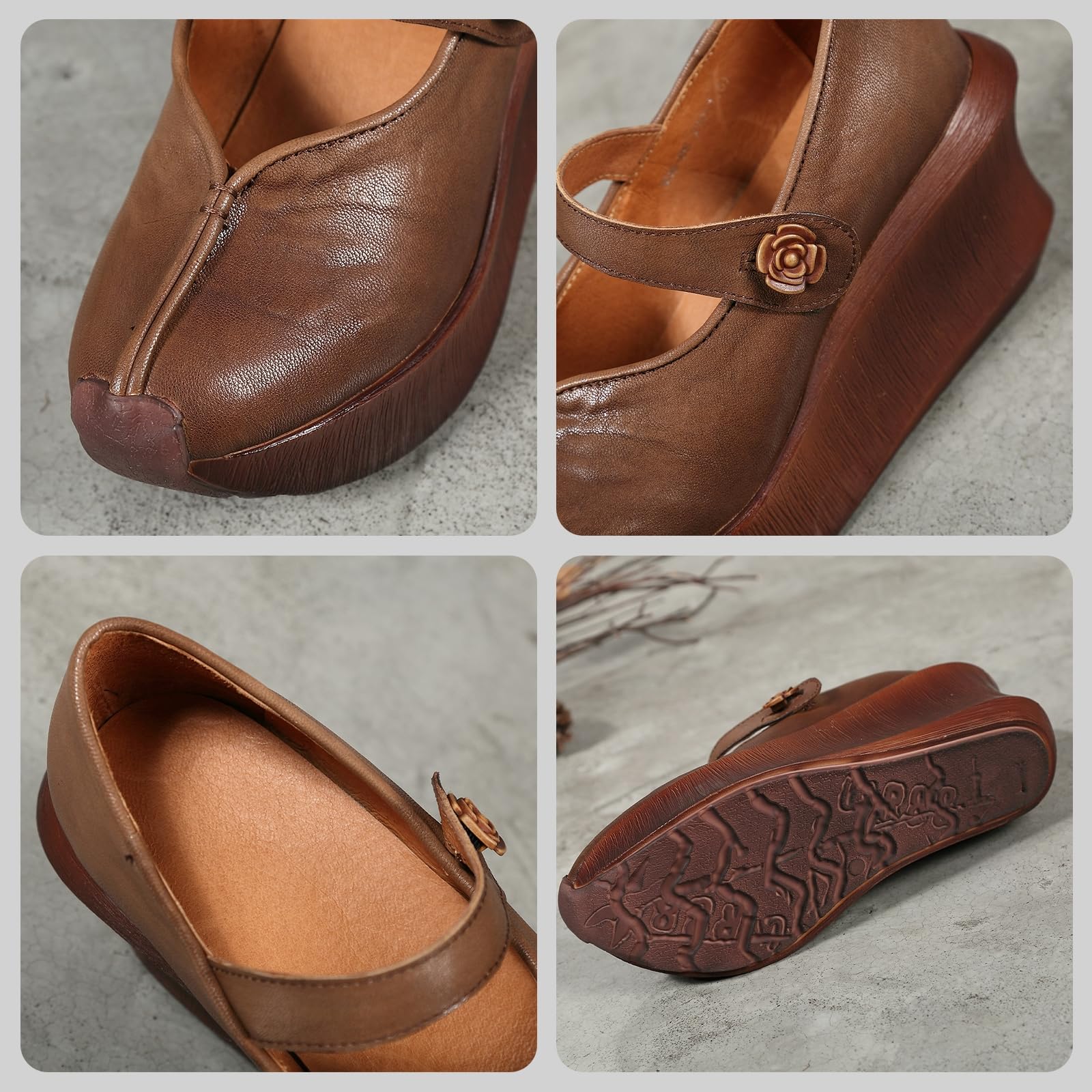 Zapatos Mary Jane Cuero Mujer Casual cuña | viajes de vacaciones, paseos campestres, ocasiones de compras, conjuntos diarios, forma de punta clásica