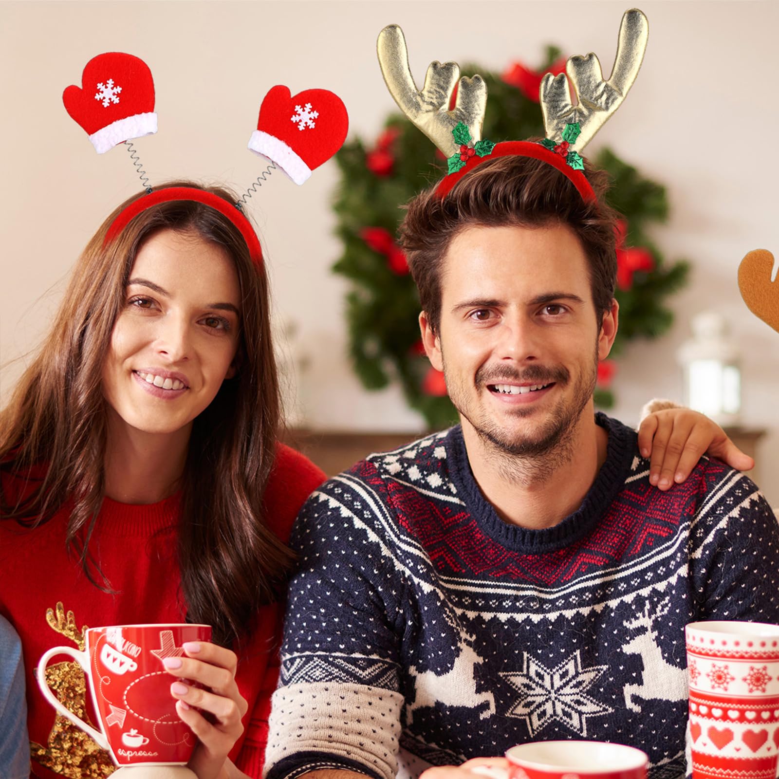 Cindeer 24 Stück Weihnachtshaarreifen für Erwachsene Weihnachtsmann Rentier Haarreifen Weihnachtsbaum Haarbänder für Weihnachten Party Mitgebsel Kostüm Accessoires