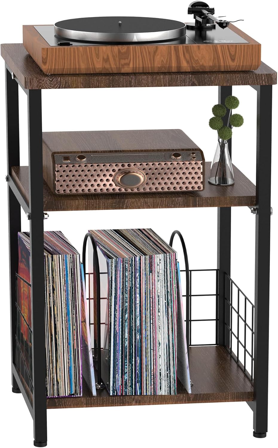 Tuohours Record Player Stand, 3 Tier End Side Table with