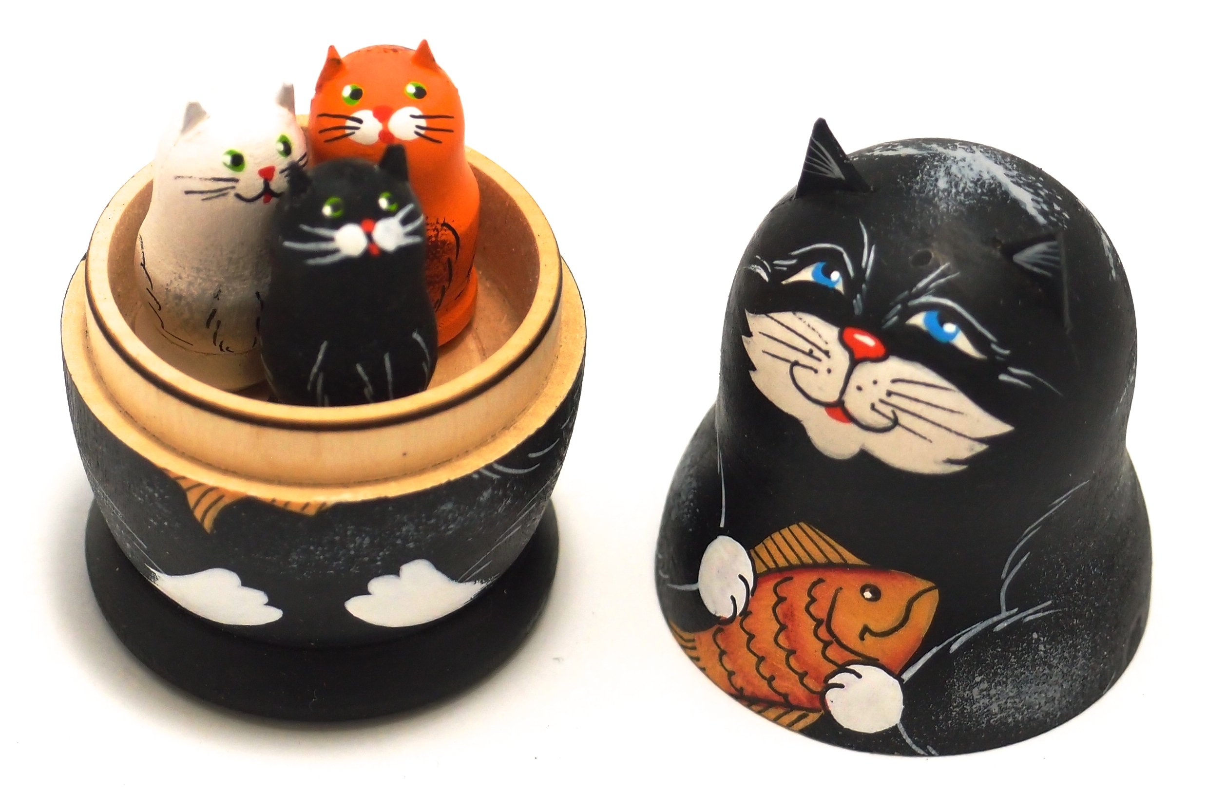 Amazon | マトリョーシカ 数遊び 1個+3匹 「黒猫（たい焼き