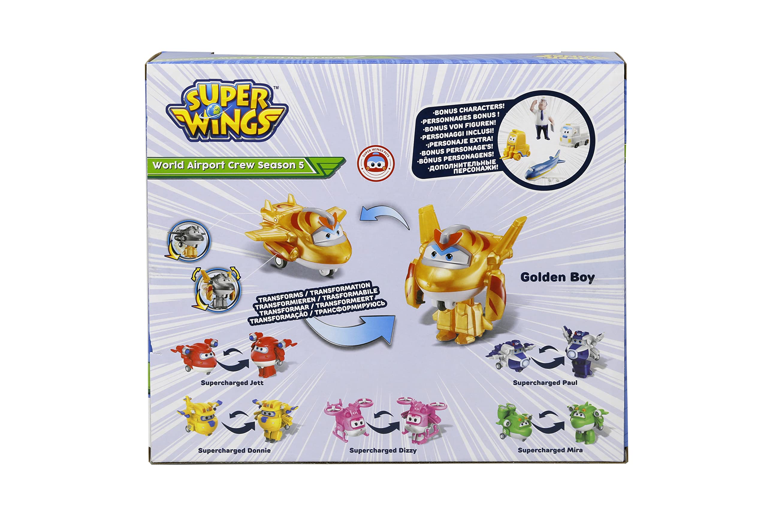 Super Wings World Airport Crew 10 Pack con Personaggi della Stagione 5 del Programma televisivo di Successo Bambini dai 3 Anni in su, Colore Nero, EU750060A