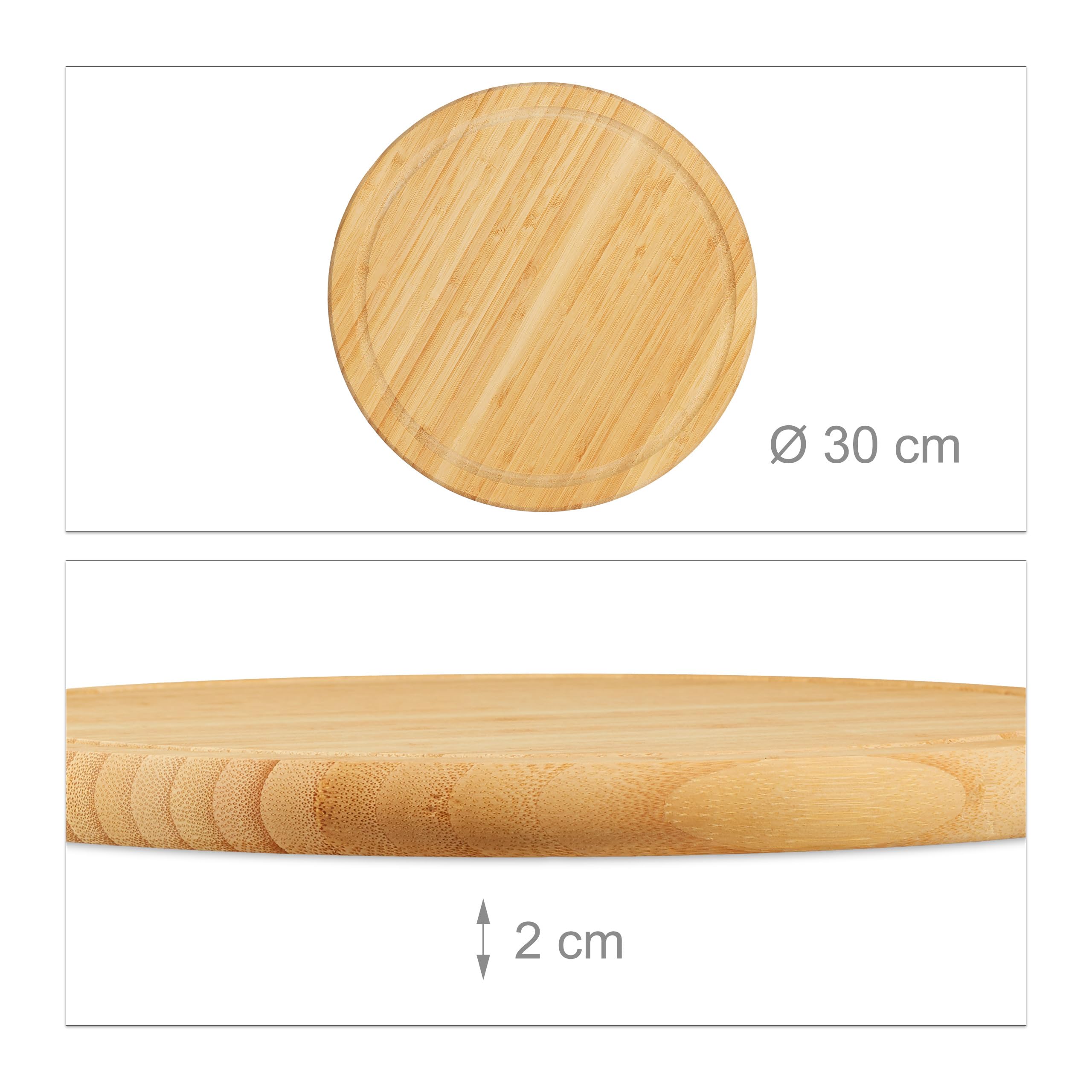 Relaxdays 8 x deska śniadaniowa, okrągła, bambusowa, Ø 30 cm, deska kuchenna, łatwa w pielęgnacji, naturalna, przyjazna dla noży, deska chlebowa, naturalna