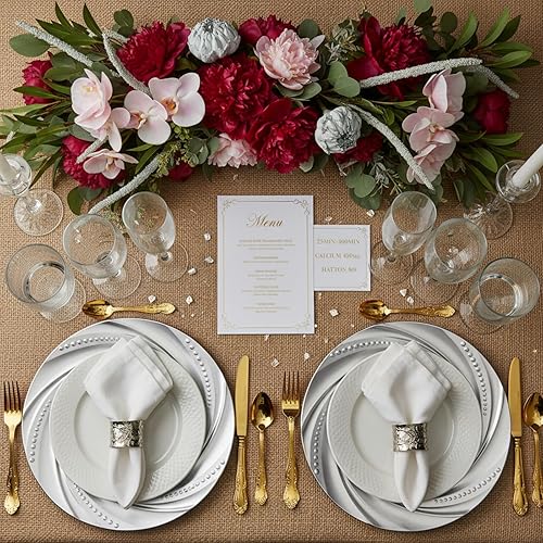 Miniatura 7 de ZENFUN Paquete de 12 platos de carga de plástico plateados, cargadores redondos de 13 pulgadas, cargadores decorativos para cena, platos de servicio