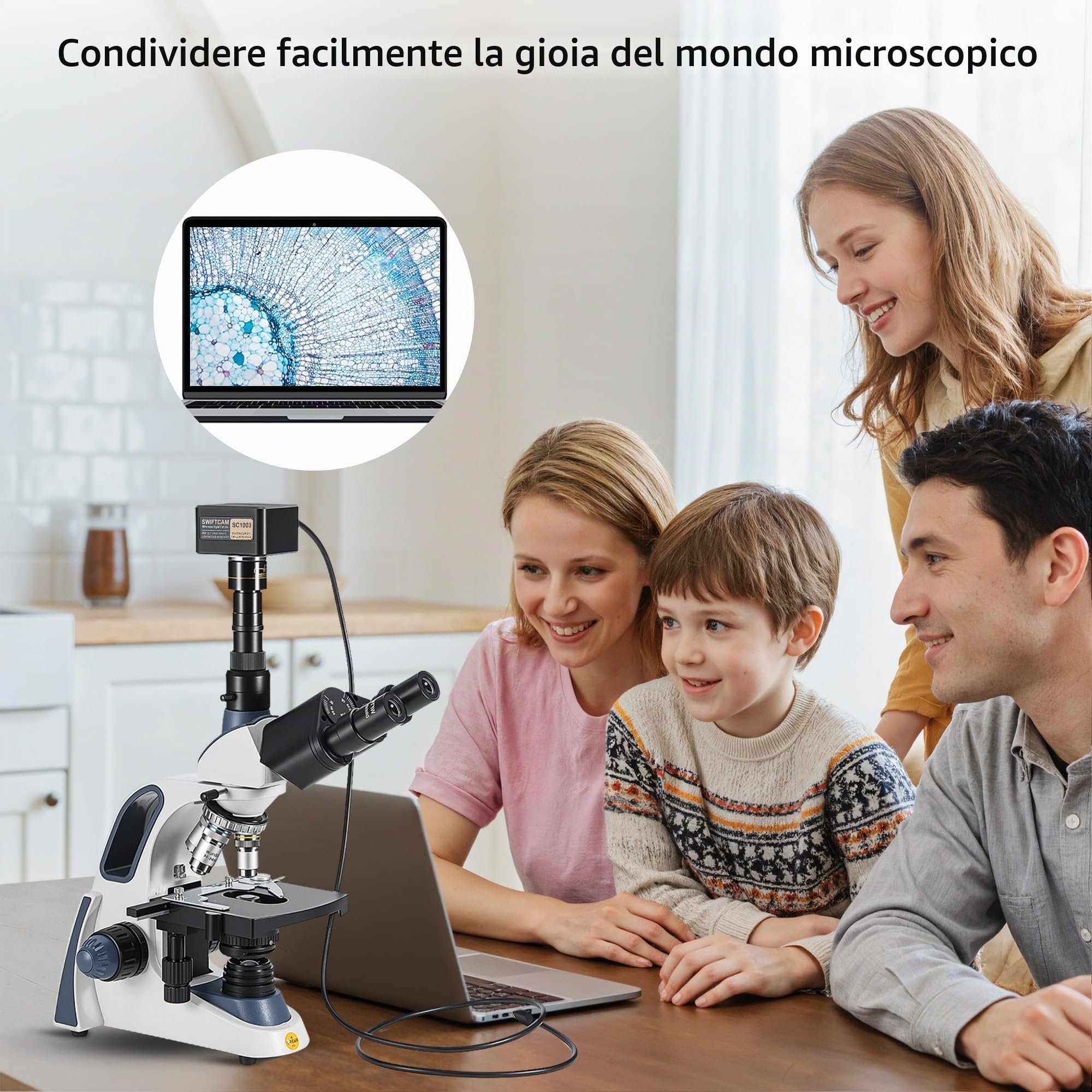 SWIFT Swiftcam SC1003-CK - Fotocamera da microscopio da 10 Megapixel con obiettivo riduttore, kit di calibrazione, adattatori oculari e cavo USB 3.0, compatibile con Windows/Mac/Linux