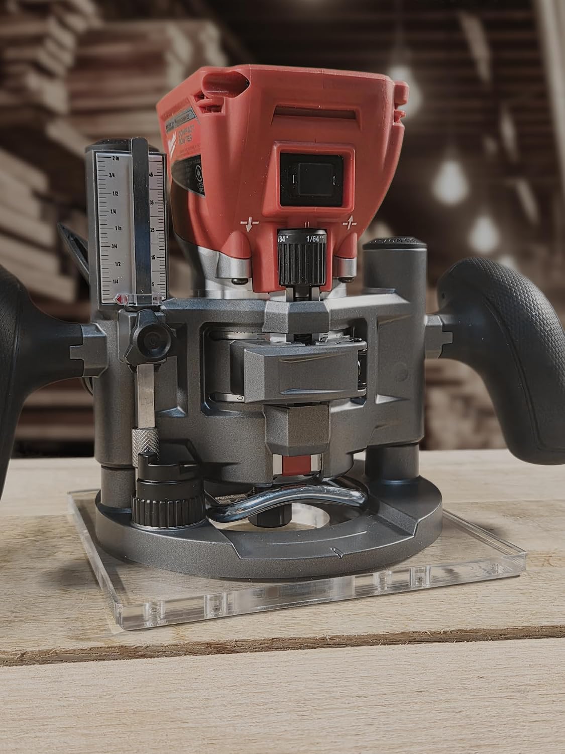 3/8″ Thick 6″ square baseplate upgrade with a 2″ opening for Milwaukee 48-10-5601 plunge base.