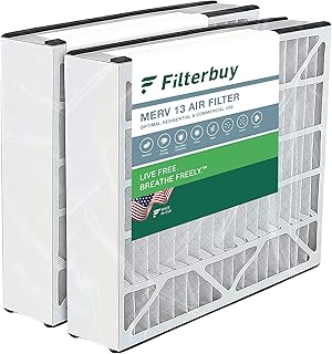 Filterbuy 20x25x5 Air Filter MERV 13 Optimal Defense (2-Pack), Pleated HVAC AC Furnace Air Filters Replacement for Trion Air Bear, Air Kontrol, Generalaire, Payne, Skuttle, and Ultravation (Actual Size: 19.63 x 24.13 x 4.88 Inches)