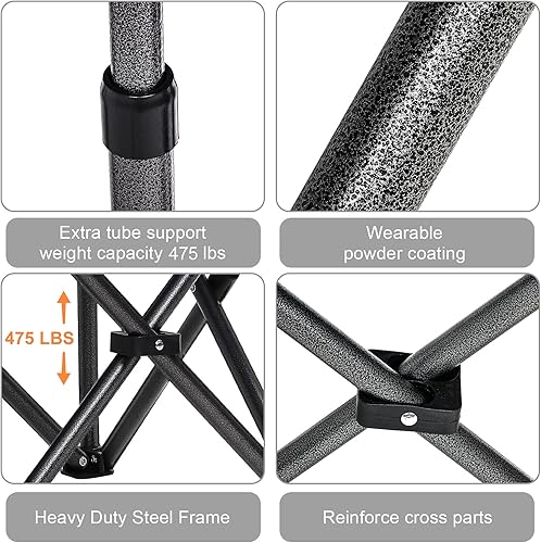 Miniatura 6 de Sillas de campamento acolchadas para adultos, sillas plegables de gran tamaño para exteriores, capacidad de peso de 475 libras, con bolsa