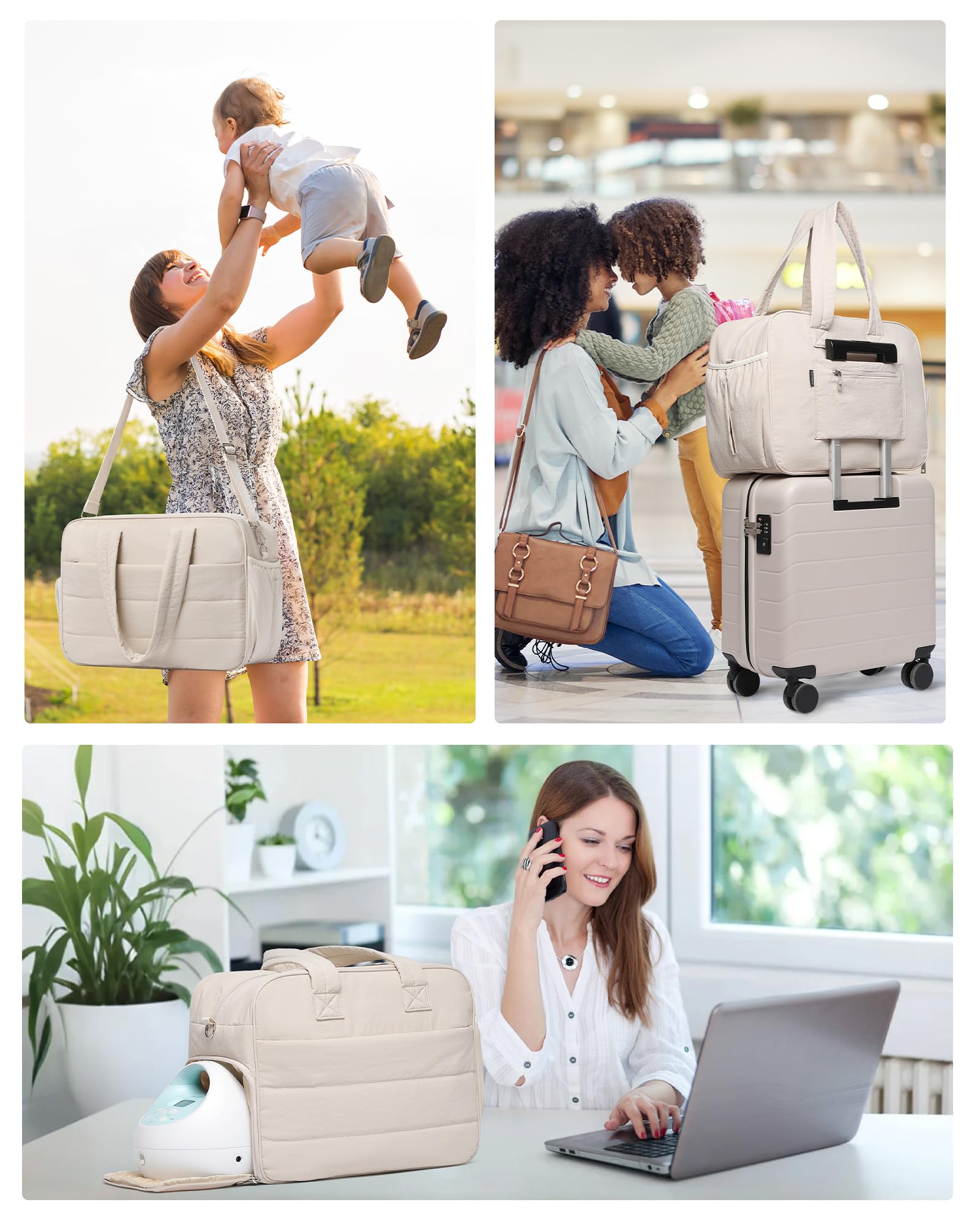 Borsa per pannolini con scomparto per tiralatte e laptop, borsa trapuntata con fasciatoio per passeggino, cinghie con fibbia, per riporre il latte materno per mamma, viaggi, lavoro