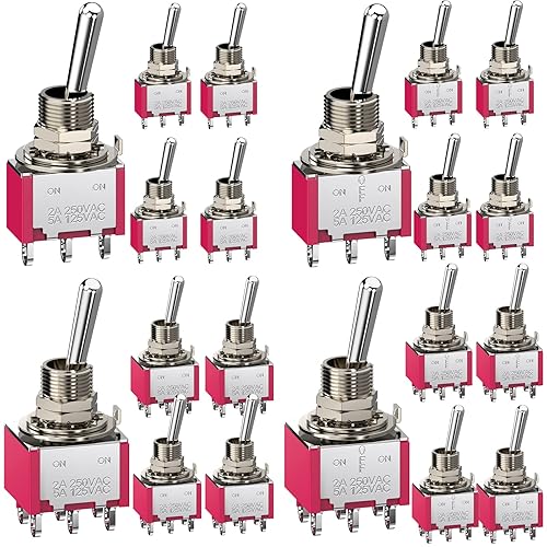20 unidades (4 tipos) interruptor de palanca CA 5A125V 2A250V 3(6) terminales de pin de encendidoapagadoencendido 2 (3) posición SPDT interruptor de