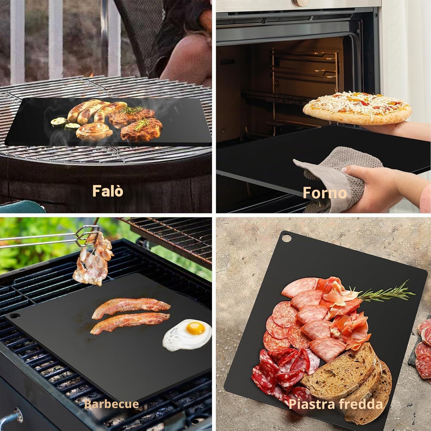 onlyfire Pietra in Acciaio per Pizza per Forno e Barbecue, 40.5 * 35.5 cm Teglia Grande per Pizza Antiaderente, Pietra Acciaio per Pizza ad Alte Prestazioni Termoconduttiva per Pizza, Pane e Barbecue