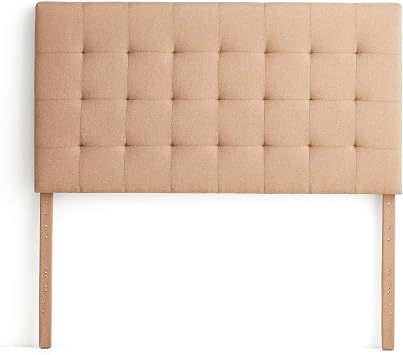 Lucid Upholstered Rectangle Square Tufting headboard, Full/Full XL, Beige