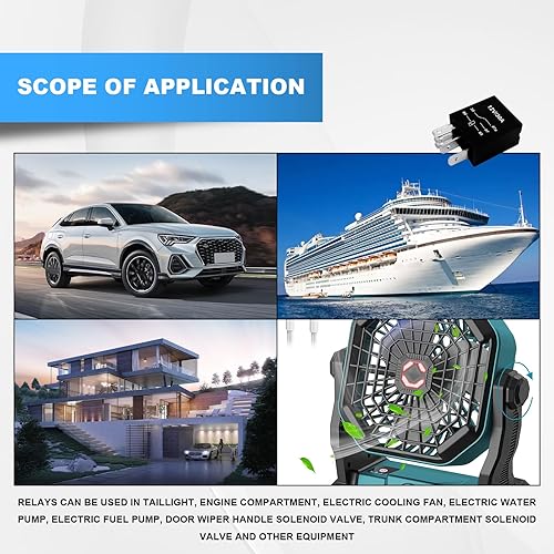 Miniatura 6 de Relé automotriz de 5 pines y 12 V, accesorios de repuesto multiusos para automóvil, relé de arranque de 30 A, relé estándar resistente (4 unidades)