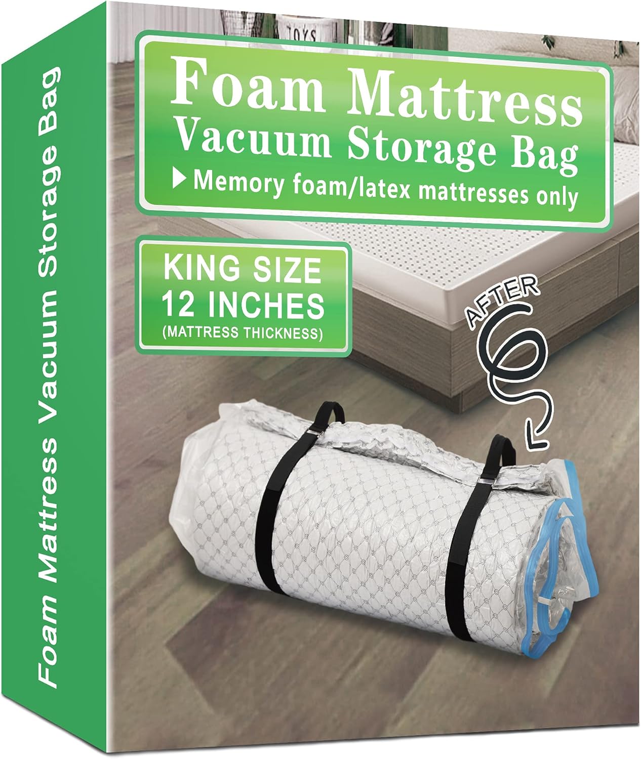 King Size Memory Foam Mattress Vacuum Storage Bag for 12