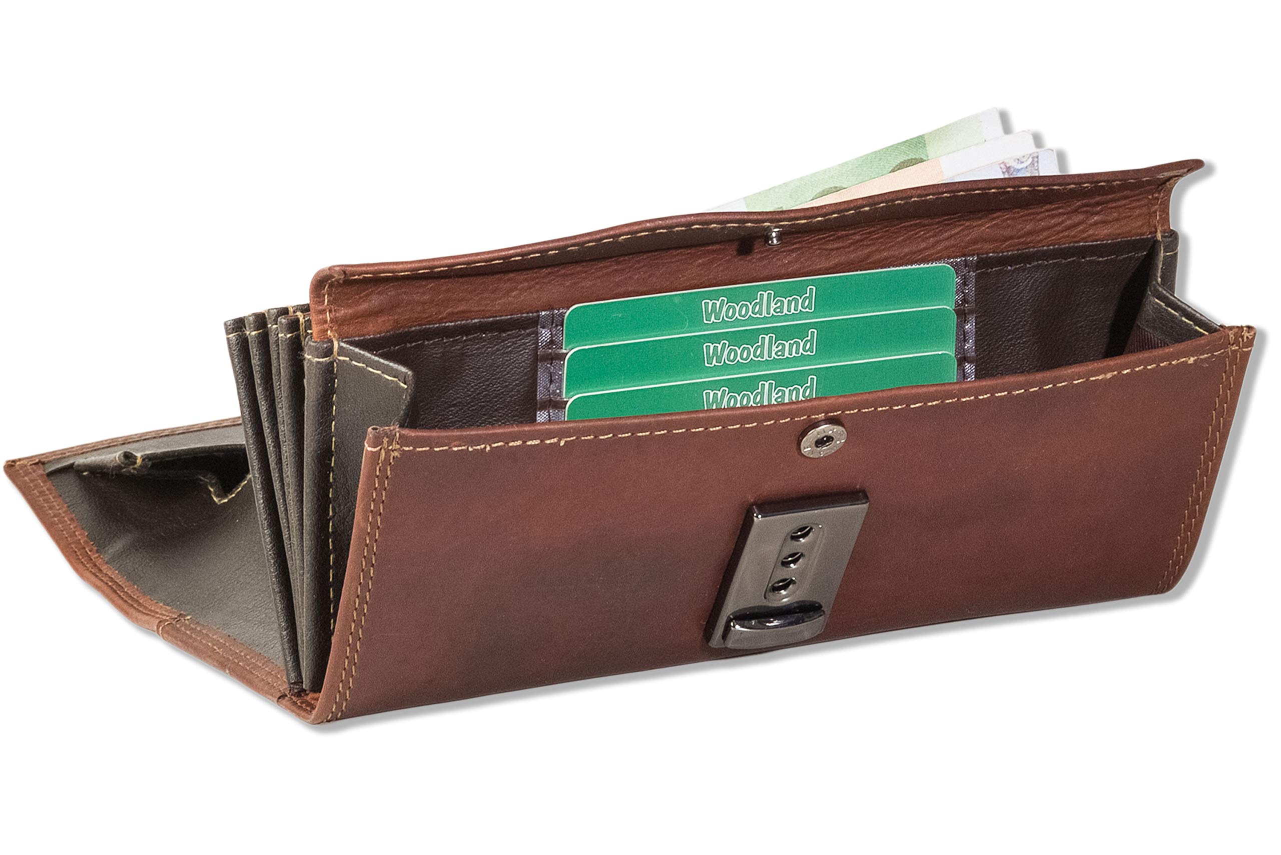 Woodland Original Kellner/TAXIBÖRSE Speziell verstärktes Hartgeldfach HOCHWERTIGES Rindsleder Multicolor/Cognac