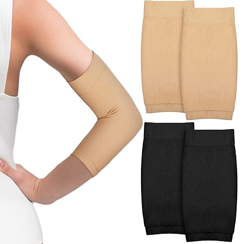 Vicenpal 2 Pairs Full Forearm Tattoo Cover Up Compression Sleeves Band Concealer Support UV Arm Sleeves for Women Men