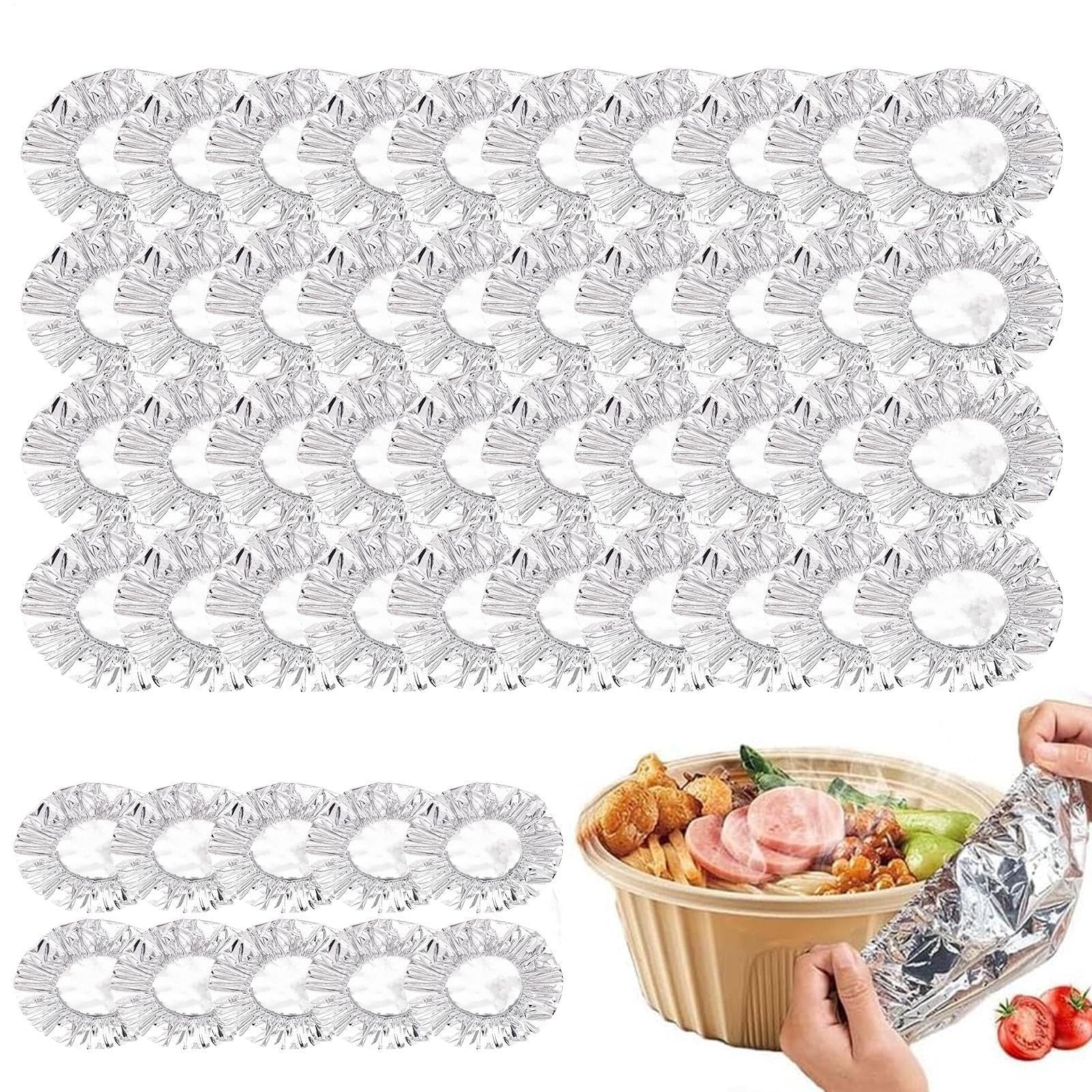 Coperture Riutilizzabili In Alluminio Alimenti, 50PCS Coperture Isolanti Alluminio Per Alimenti, Pellicola Isolante Elastica Termoresistente, Copertures Isolanti Alimentis Alluminios Termoresistente