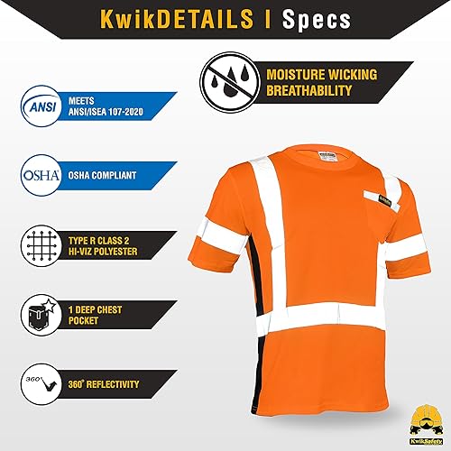 Miniatura 5 de KwikSafety - Charlotte, NC - Camisa de seguridad de manga corta OPERATOR cinta reflectante sólida Clase 2 Cumple con ANSI OSHA