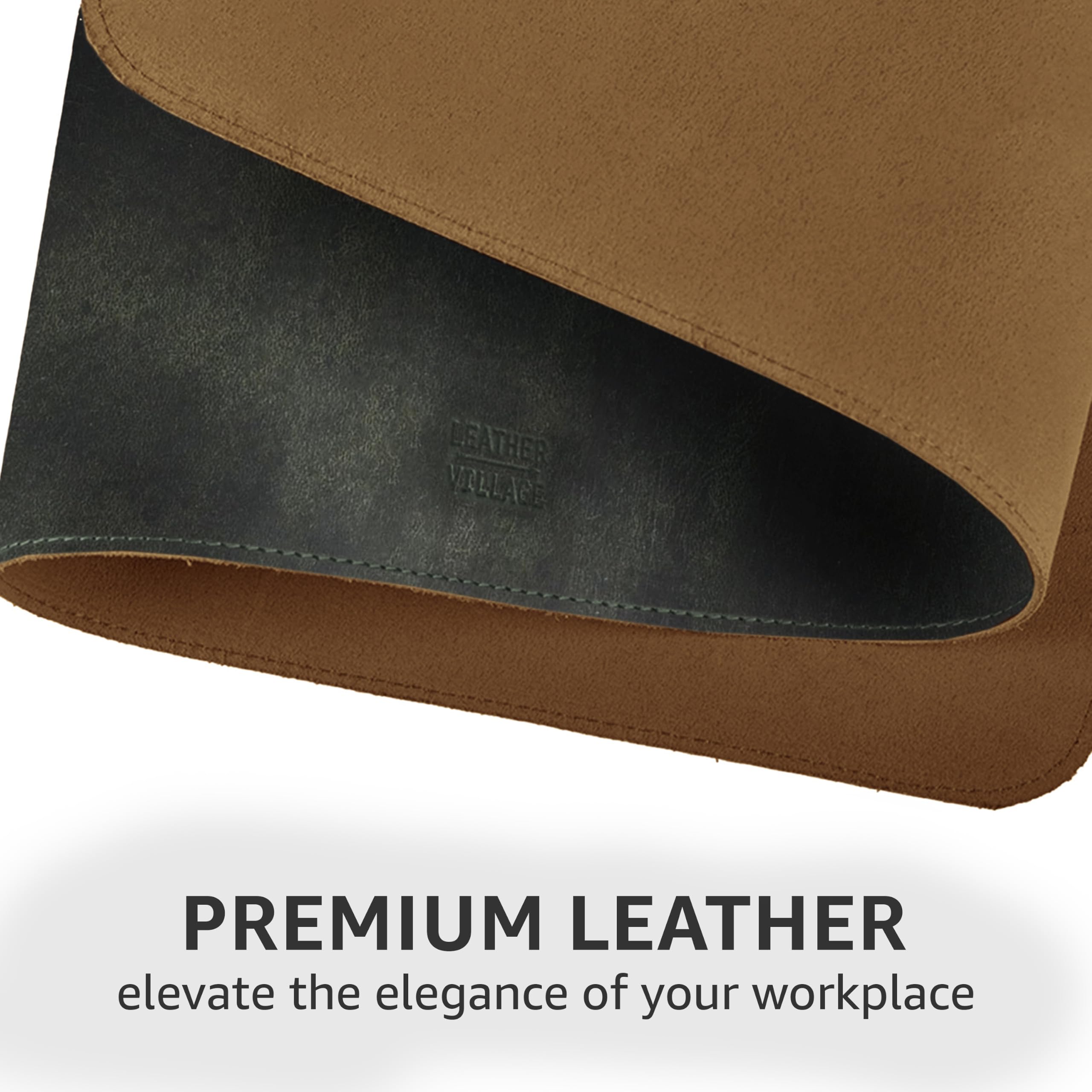 LEATHER VILLAGE Schreibtischunterlage aus echtem Leder, 3 mm dick, doppellagig, groß, Vollnarbenschutz für Tastatur, Maus und Laptop, Bürotischunterlage und Schreibtischzubehör, 81,3 x 40,6 cm