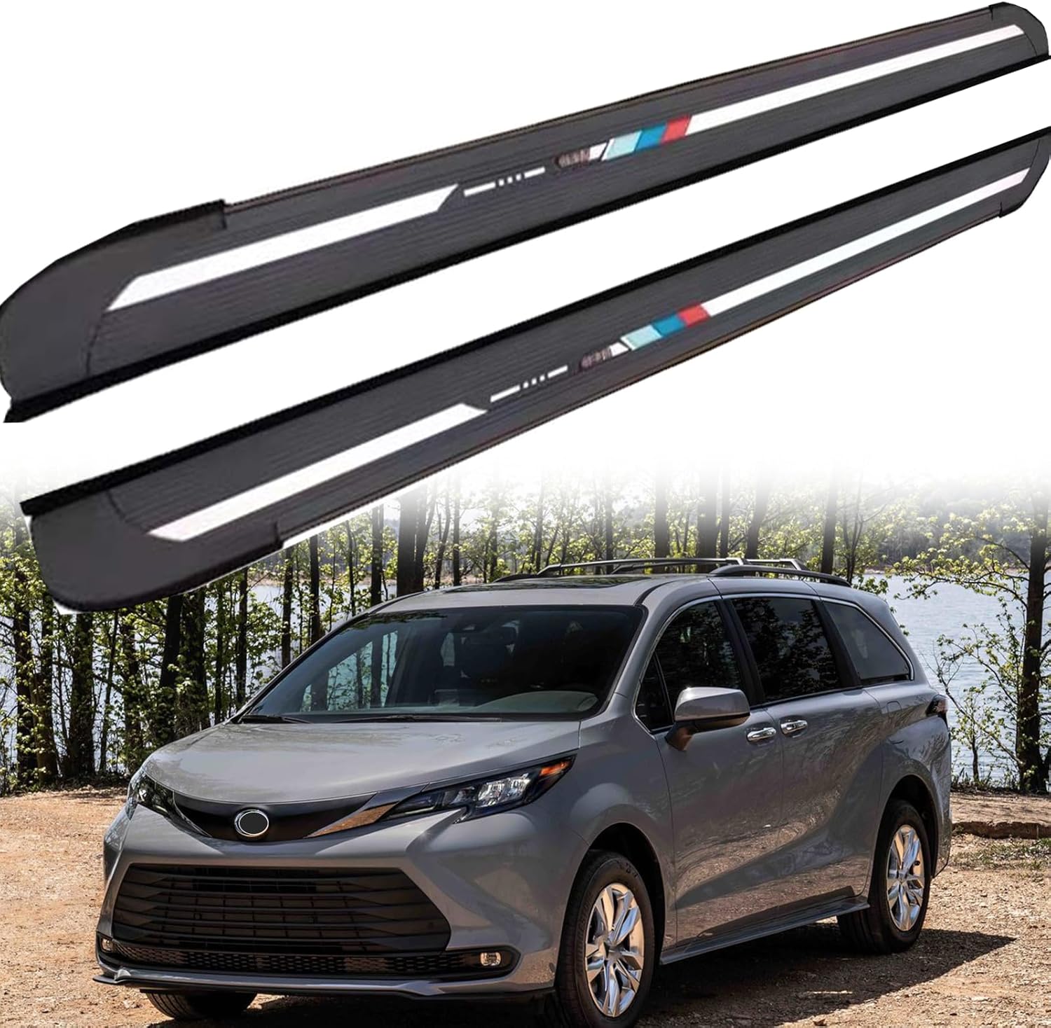2 PCS Running Boards Fits for T Sienna 2020 2021 2022 2023 2024 2025 Silver Nerf Bar Side Steps